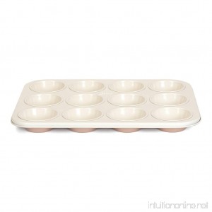 Patisse 03334 Ceramic Muffin Pan 12 Cups with Non-Stick Surface Cream/Copper - B00PW4XAU6